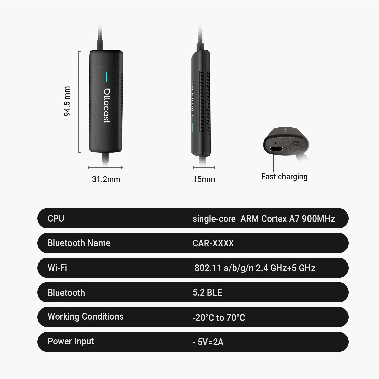 Ottocast Mirror Touch adapter with bidirectional control CarPlay iOS/ Android Mirror 3 in 1