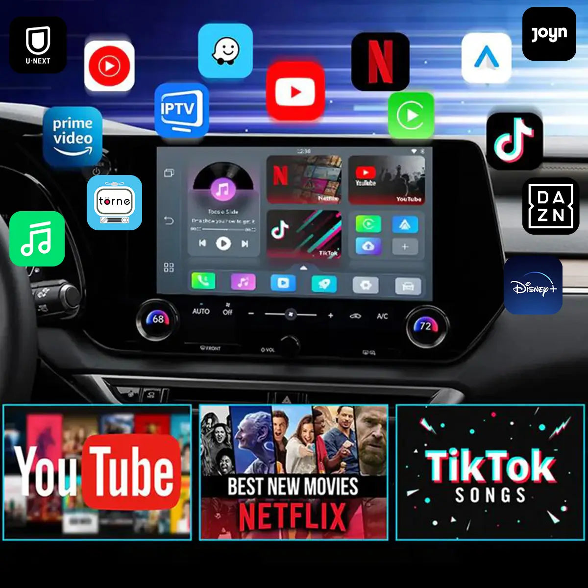 Ottocast® Play2Video Ultra - Box per auto con Netflix YouTube Prime e CarPlay/Android Auto wireless