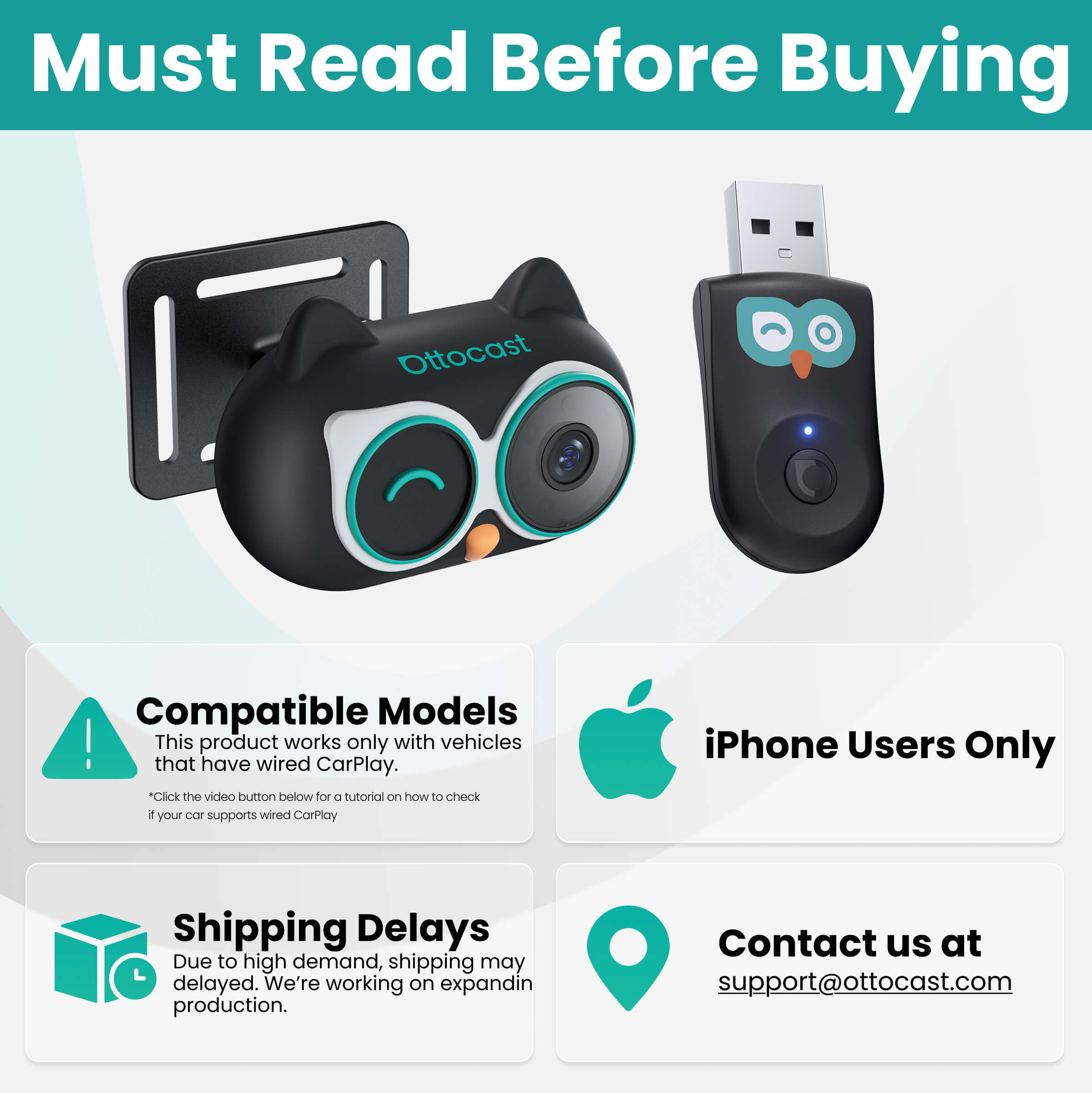 Adattatore per auto Cabin Care CarPlay wireless e monitoraggio in tempo reale