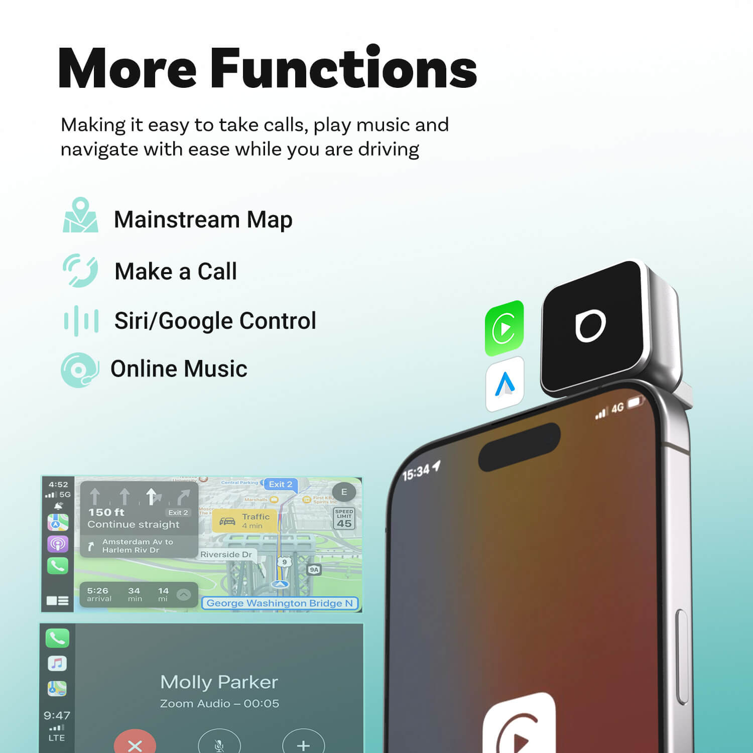 Adaptador inalámbrico Ottocast Mini Cube 3.0 para CarPlay/Android Auto
