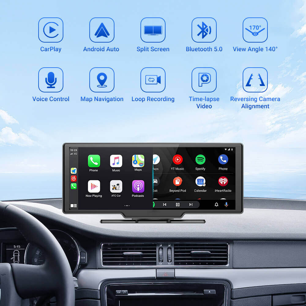 Ottoscreen Max ポータブル Apple Carplay & Android 自動スクリーン 2.5K ダッシュカム付き車用 - 10.26 インチ