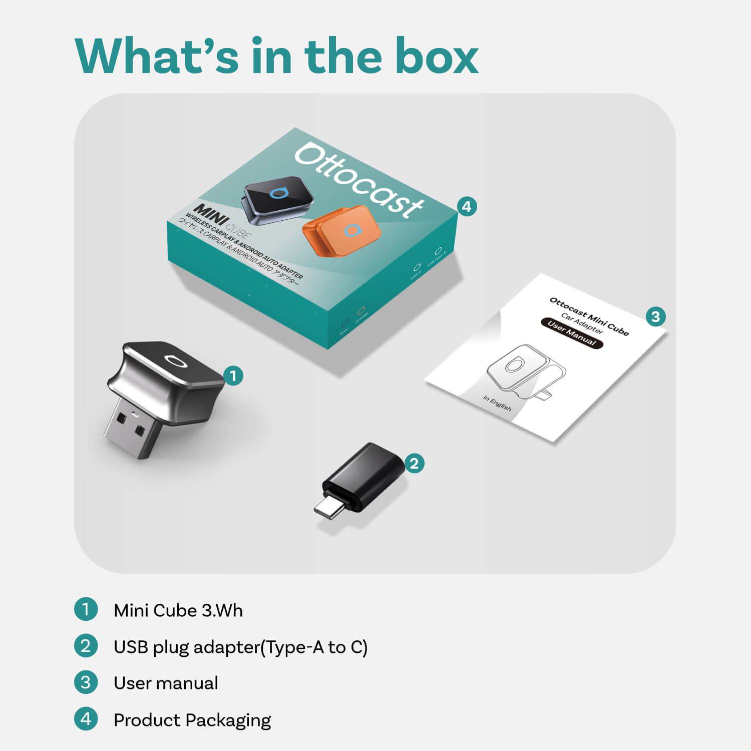 Ottocast Mini Cube 3.0 Kabelloser CarPlay/Android Auto Adapter