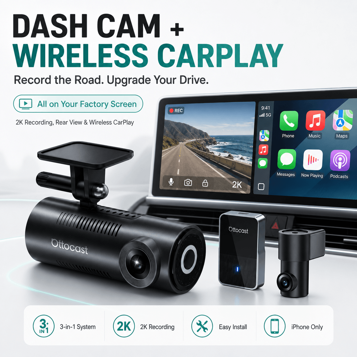 OttoSafe Cam -The World's First 3-in-1 Dash Cam Adapter