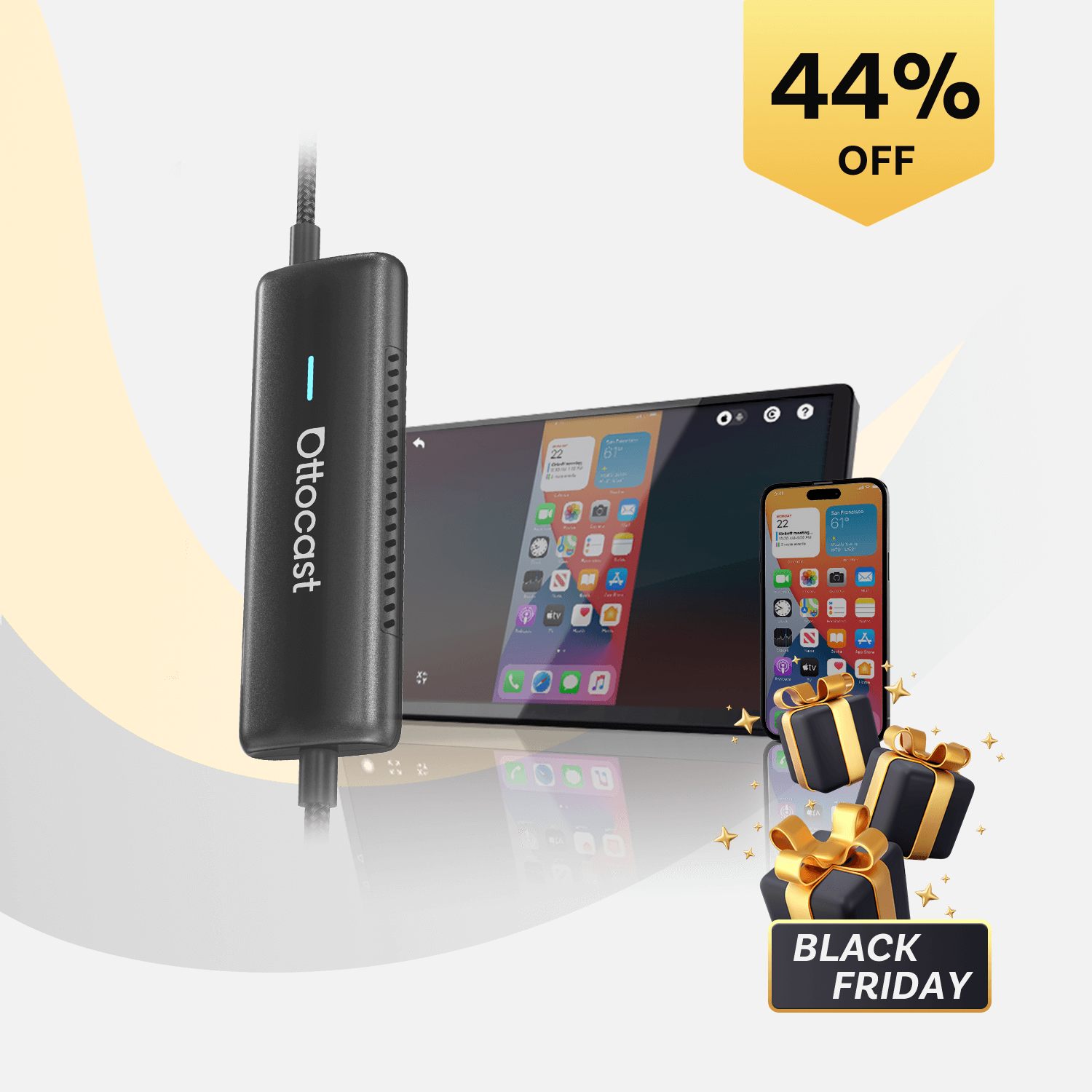 Ottocast Mirror Touch adapter with bidirectional control CarPlay  iOS/ Android Mirror 3 in 1