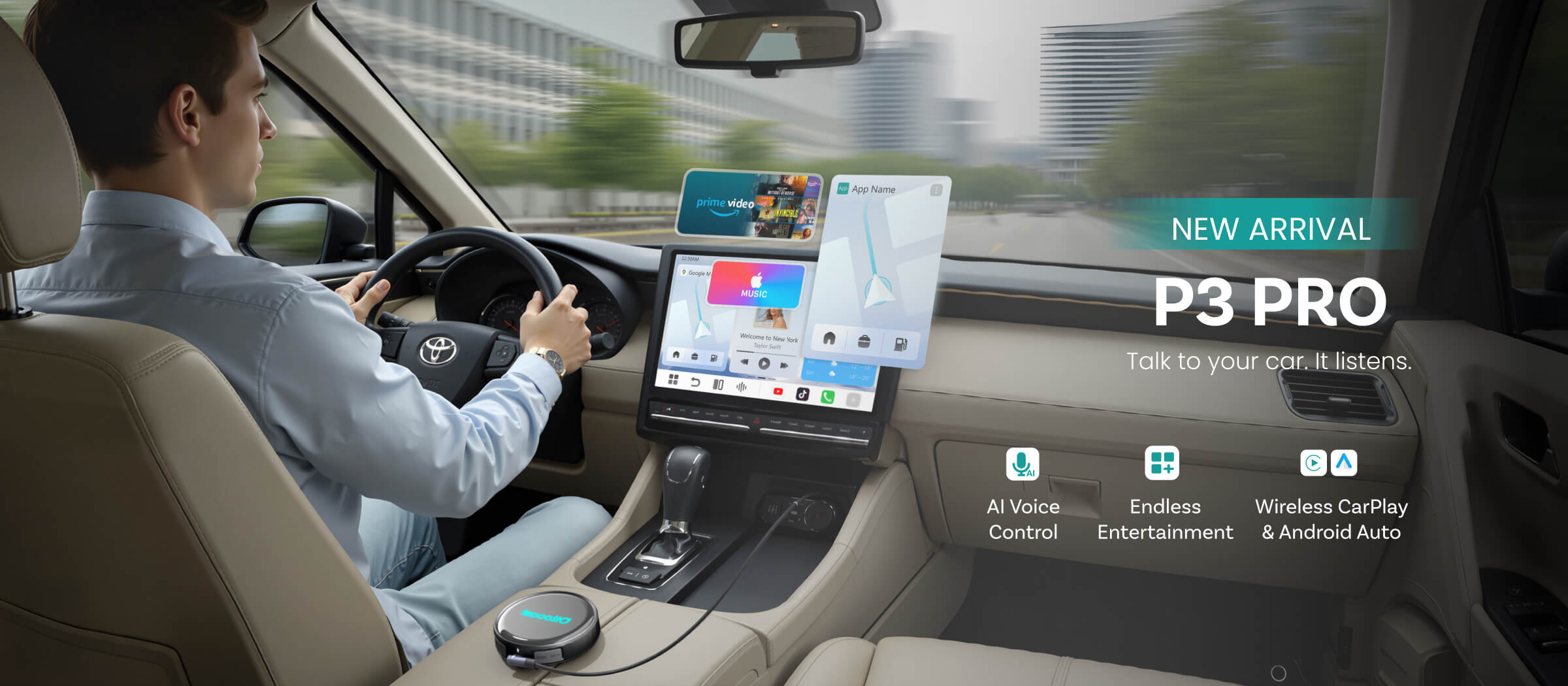 ottoScreen CarPlay Android Auto 対応 Ottocast Universal 11.4 Inch Car Screen Plug and Play Dashboard