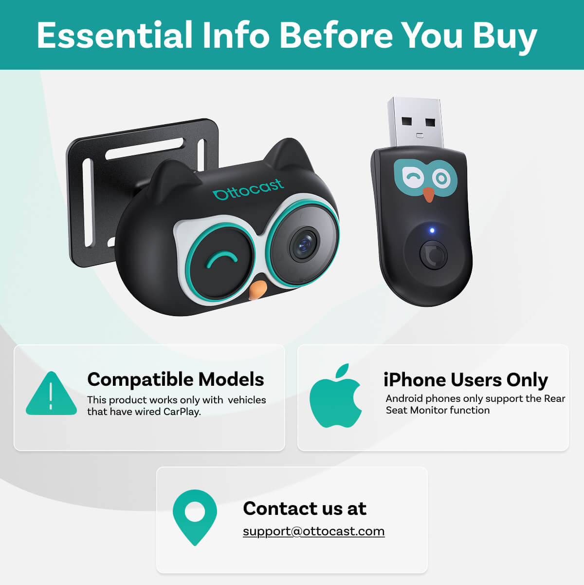 Cabin Care Car Adapter Wireless CarPlay and Real-time Monitoring